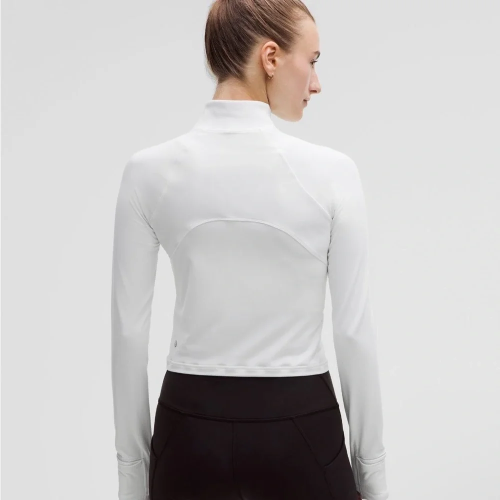 Lululemon Rulu Crop Ribbed Half Zip White Size 8 - Picture 2 of 3
